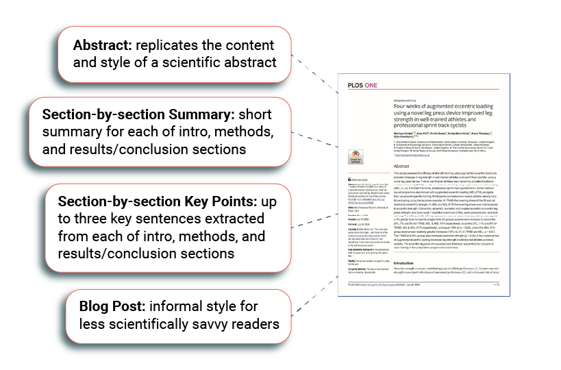 summarizing text with AI different summary sections from research paper 