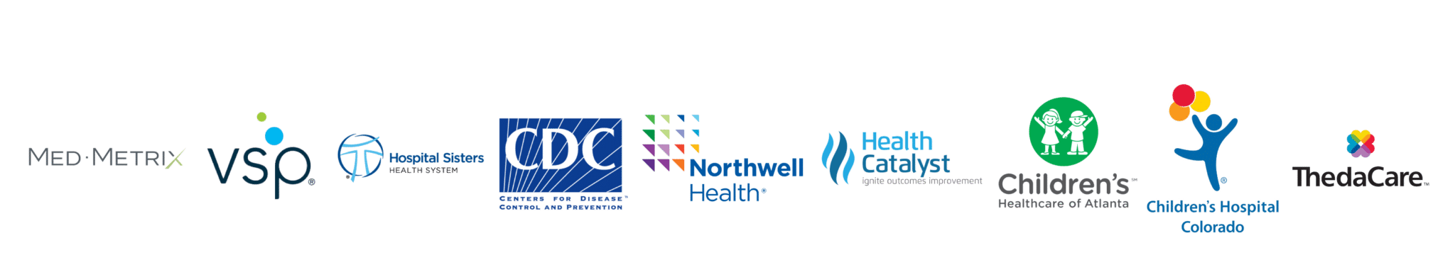 industry logos including Northwell Health, CDC, and ThedaCare.