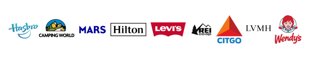 industry logos including Wendy's, Camping World, and Levi's